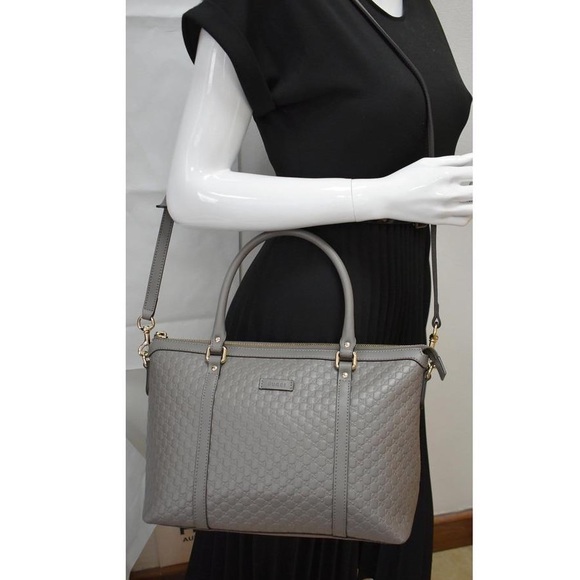 Gucci Guccissima gray leather tote bag with strap 449656 - Picture 2 of 16